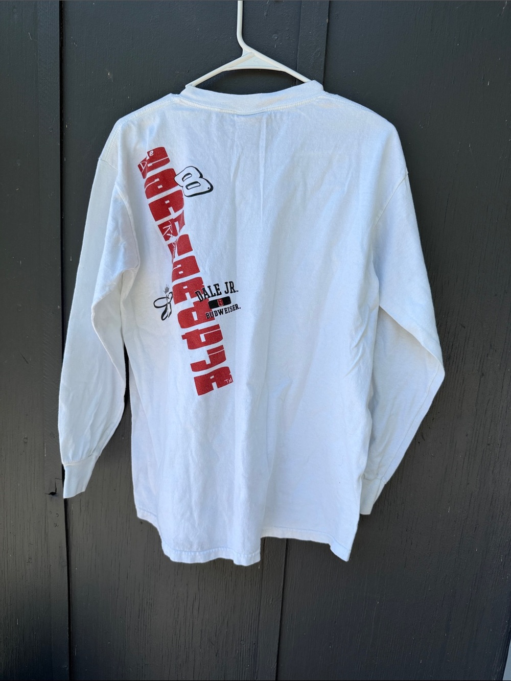 Chase Authentics White Long Sleeve Dale Jr. Racing Graphic Tee with Red Accents - Picture 4 of 4
